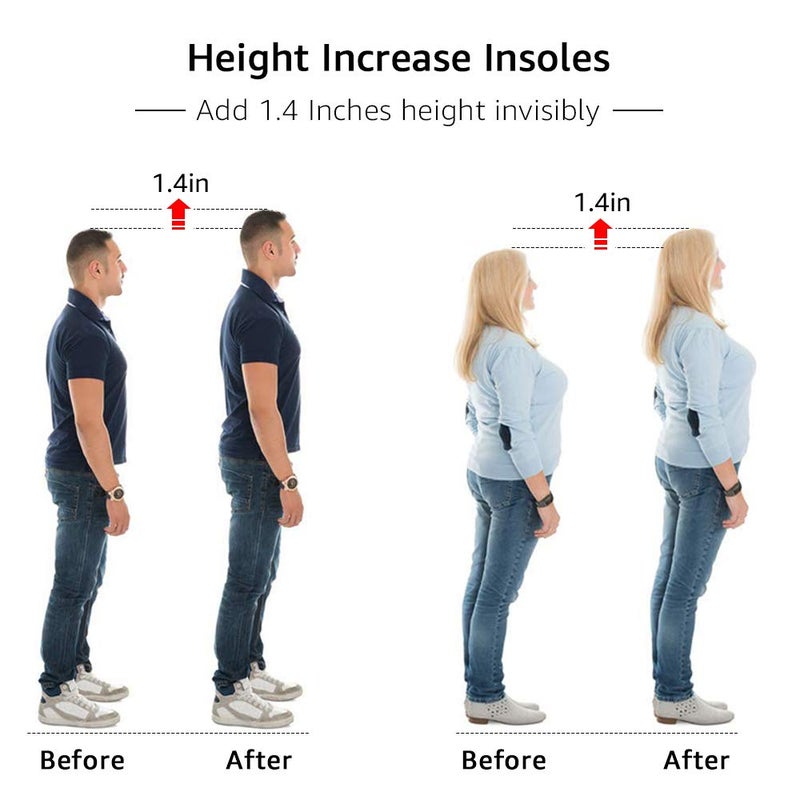 SQHT Height Increase Insoles - Heel Lift Inserts for Leg Length Discrepancies and Achilles Tendonitis  Heel Cups for Men and Women (Small (1.4 "" Height)) Black - Image 5
